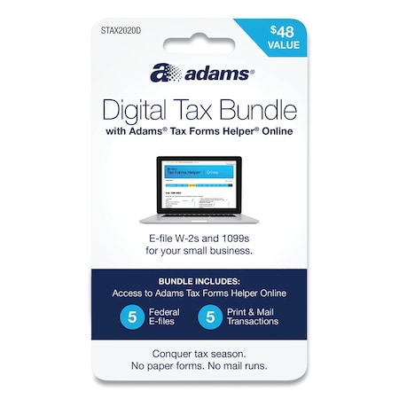 Adams 2020 Digital Tax Bundle, 1099-MISCs; 1099-NECs; W-2s, Print and Mail Service Included STAX2020D